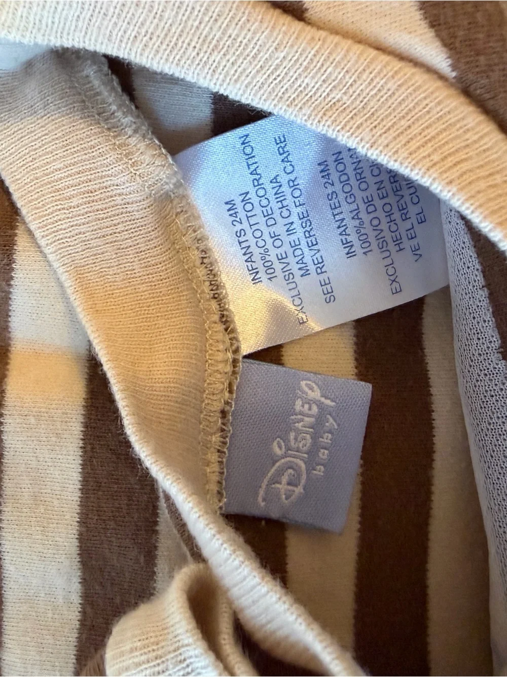 Disney Brown & Cream Striped Winnie the Pooh One-Piece Bodysuit